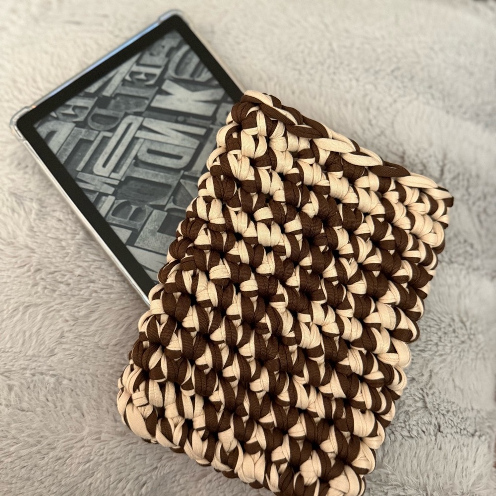 Handcrafted Brown and Cream Tablet or Kindle Cover